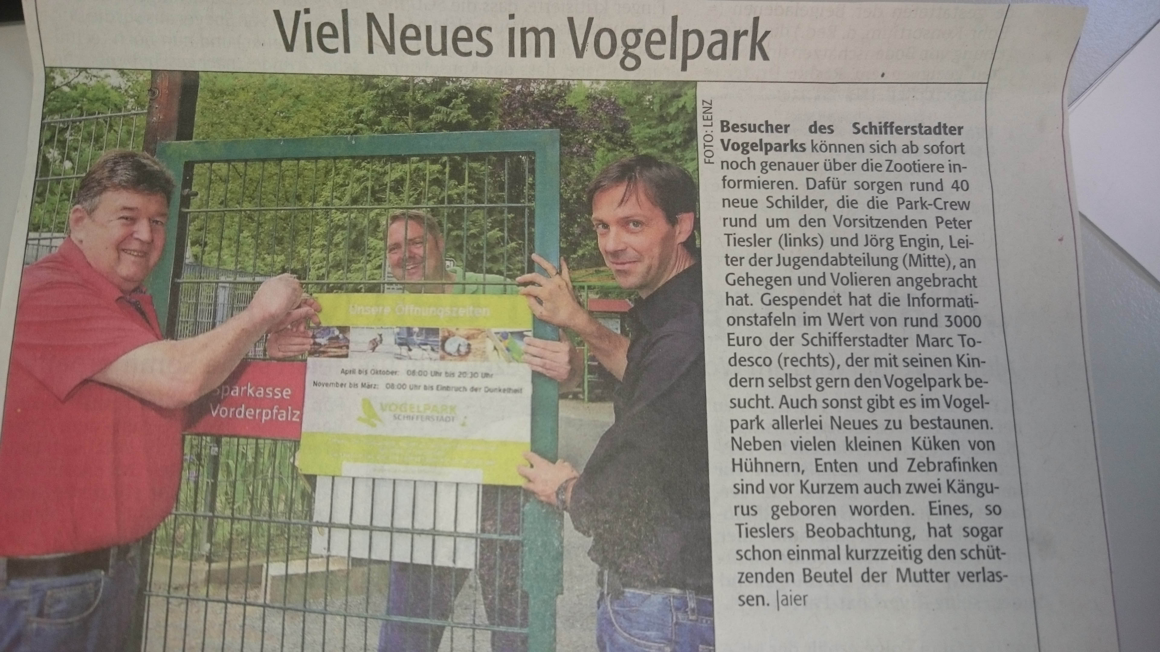 Viel Neues im Vogelpark